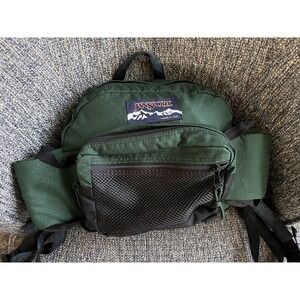 VINTAGE Jansport‎ Fanny Pack Large Green Backpack USA Hip Waist Hiking Bag